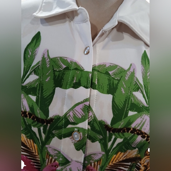 Attitudes By Renee Button Down Midi Dress Jungle Small Petite Tiger Cat Artsy - Picture 4 of 12